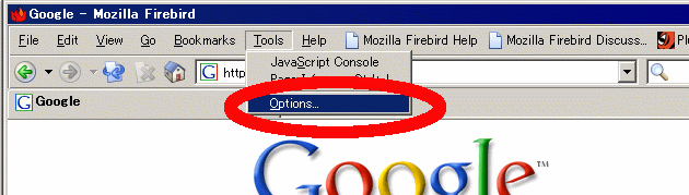 Mozilla FireBird0.7 Ǥ: Tool  Option 򤹤